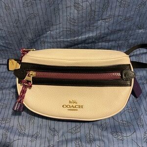Coach pebbled leather block color belt bag with gold toned hardware
